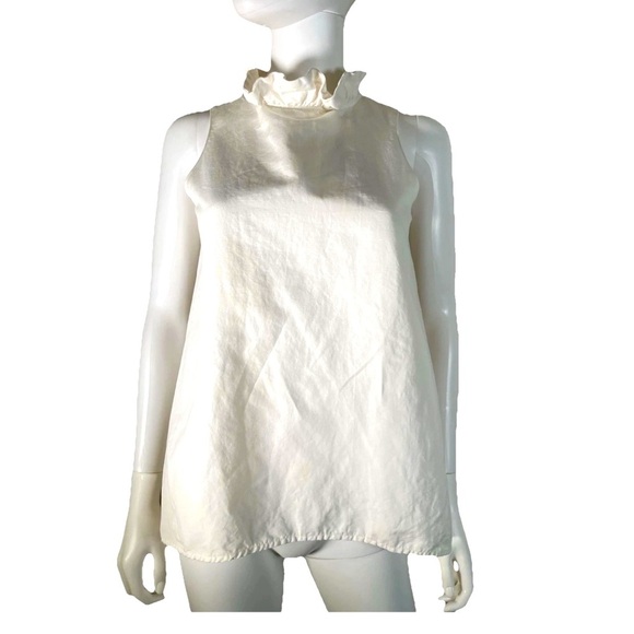 Tyler Boe Claudette Bow Tie Back Ruffle Sleeveless Top Off White Blouse Sz XS

M - Picture 1 of 16
